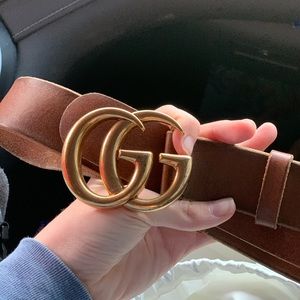 Gucci— Brown Double G leather belt